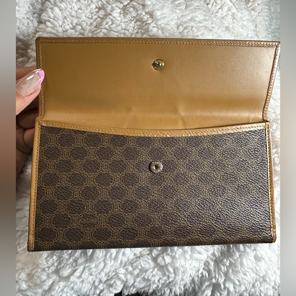 Celine Macadam Pattern Leather Long Wallet Brown … - image 7
